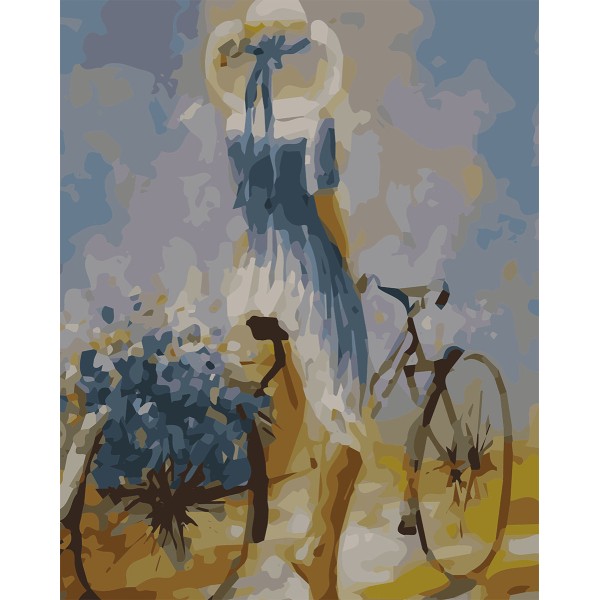 Bisikletli Mavi Elbiseli Kız